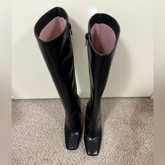 Zara black square toe knee high boots Size 7 EU 37 - Picture 16 of 16